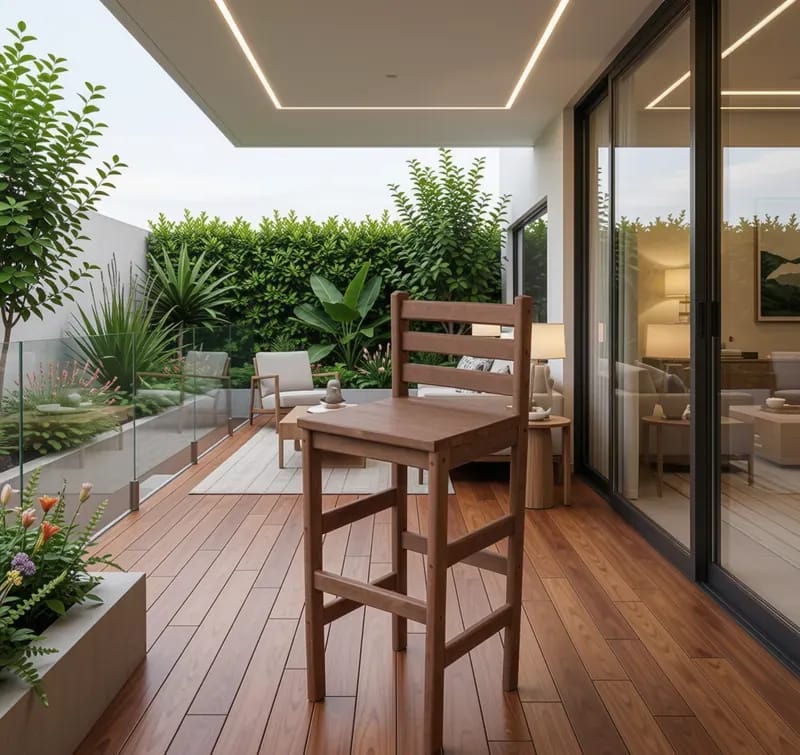 Banqueta Eco Móveis em madeira ecológica em varanda, móvel para área externa EcoÚtil
