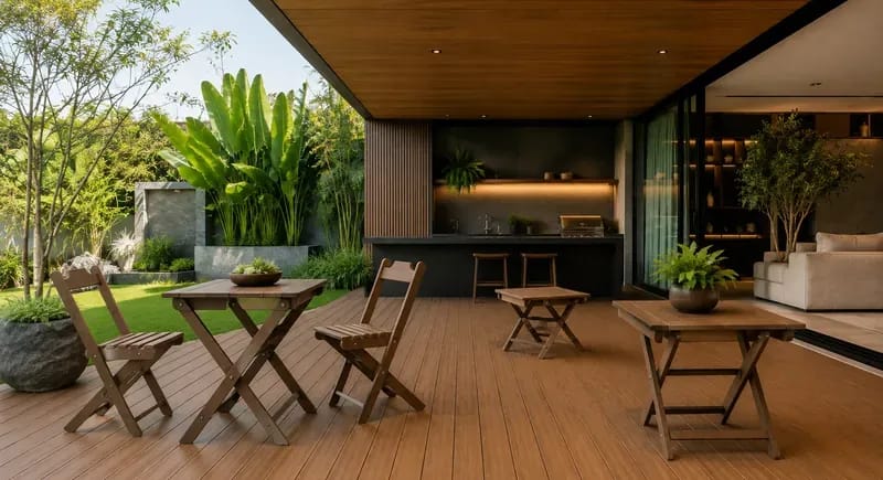 Cadeira de Bar Eco Móveis em madeira ecológica em área gourmet, móvel para área externa EcoÚtil