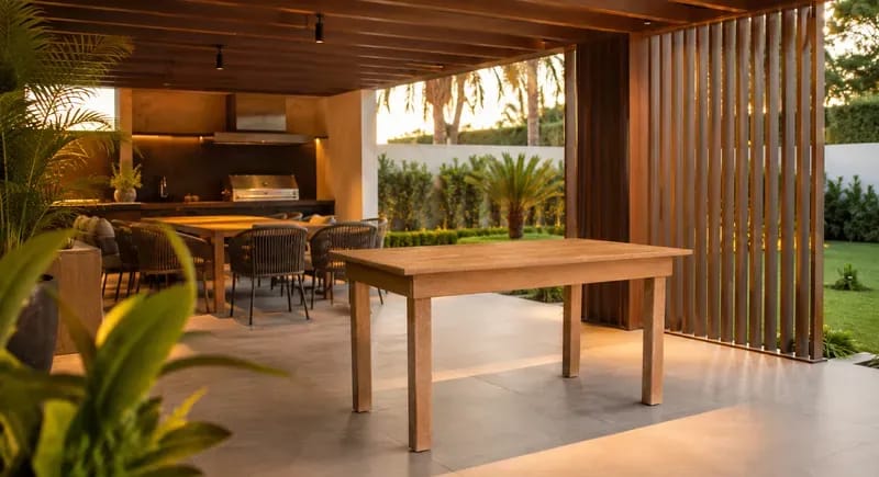 Mesa Retangular Eco Móveis em madeira ecológica em área gourmet, móvel para área externa EcoÚtil