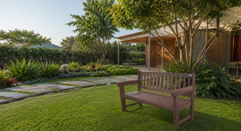 Namoradeira Eco Móveis em madeira ecológica no jardim, móvel para área externa EcoÚtil